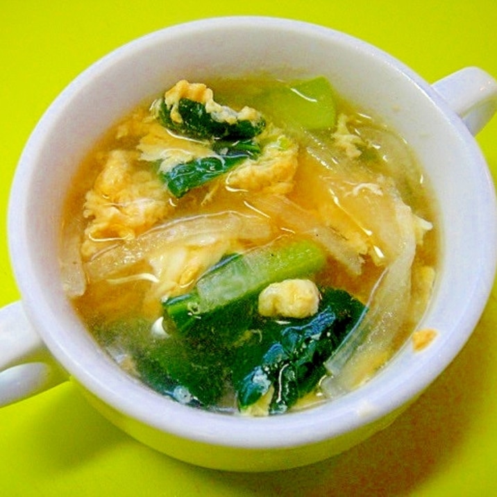 大根と小松菜卵の和風コンソメスープ